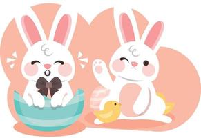 personnage de dessin animé mignon lapin, illustration vectorielle de lapin de Pâques
