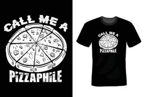 conception de t-shirt de pizza, vintage, typographie vecteur