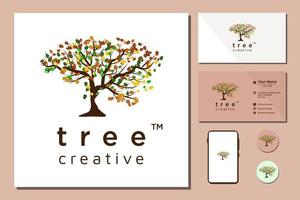 arbre généalogique de vie timbre sceau emblème chêne banian érable logo design vecteur