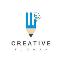 logo de programmeur créatif avec symbole de crayon pixel vecteur