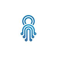 modèle de conception de logo de pieuvre ligne bleue vecteur