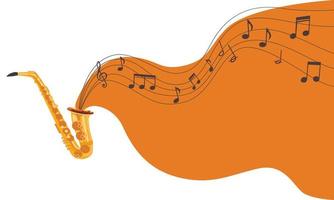 saxophone classique avec illustration de notes de musique. fond de vecteur