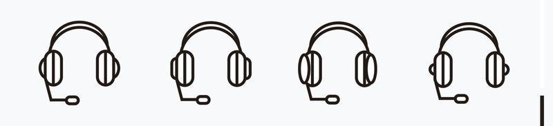 casque avec jeu d'icônes de microphone. illustrations vectorielles de ligne isolées sur blanc vecteur