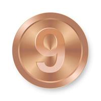 pièce de bronze avec le concept numéro neuf de l'icône internet