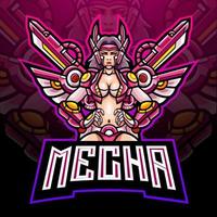 création de mascotte de logo esport mecha girl vecteur