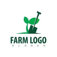 logo de la ferme avec le symbole de la pelle vecteur