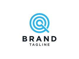 logo de la lettre initiale q. style linéaire bleu isolé sur fond blanc. utilisable pour les logos d'entreprise et de marque. élément de modèle de conception de logo vectoriel plat.