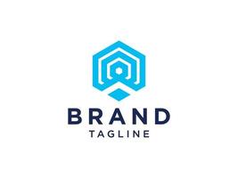 lettre initiale un logo. symbole de montagne arrondi triangulaire géométrique bleu isolé sur fond blanc. utilisable pour les logos de marque. élément de modèle de conception de logo vectoriel plat.