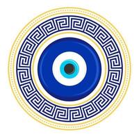amulette mauvais œil. talisman oriental bleu. symbole turc et grec de protection. illustration vectorielle de verre nazar