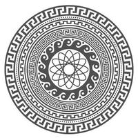 cercle conception de mandala grec. bordures rondes en méandres. motifs d'éléments de décoration. illustration vectorielle isolée sur fond blanc. vecteur