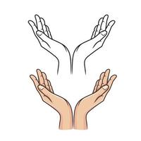 prier ou soigner l'illustration vectorielle du symbole de la main sur fond blanc vecteur