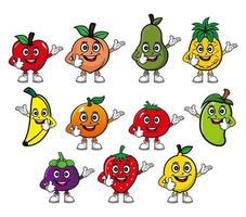 ensemble de vecteur de conception de mascotte de fruits