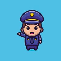 vecteur premium de personnage de dessin animé policier mignon