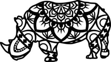 rhinocéros, motif mandala vecteur