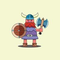 illustration de vecteur de dessin animé mignon viking, vecteur premium