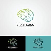 cerveau intelligence artificielle logo desain vektor template gaya linear. logo de remue-méninges teknologi ai konsep. vecteur