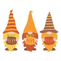 vecteur de gnomes d'automne, illustration vectorielle de gnomes de citrouille