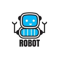 création de modèle de logo de mascotte de robot mignon de vecteur