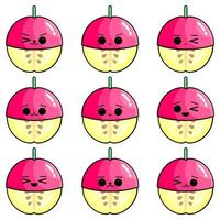 collection d'illustrations vectorielles d'expression faciale de pomme mignonne vecteur