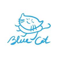 illustration vectorielle de chat bleu logo vecteur