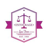 logo vintage du cabinet d'avocats, insigne sur blanc vecteur