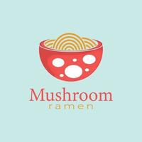 conception d'un logo de ramen aux champignons vecteur