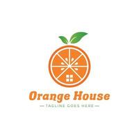 illustration vectorielle du logo de la maison orange moderne, création de logo de tranche d'orange fraîche vecteur