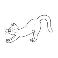 illustration vectorielle de chat doodle en style cartoon. personnage animal mignon pour l'impression, le design, le textile, la page de coloriage. vecteur
