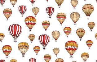 ballons à air chaud volant, illustration dessinée à la main. vecteur