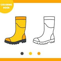 livre de coloriage de bottes en caoutchouc pour enfants, formation. illustration vectorielle vecteur