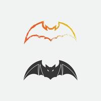 logo de chauve-souris animal et image vectorielle, ensemble d'ailes, noir, halloween, vampire, gothique, illustration, icône de chauve-souris design vecteur