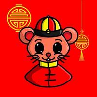 souris signe du zodiaque chinois symbole logo mascotte le nouvel an lunaire vecteur