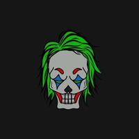 conception de mascotte de logo de visage de clown joker avec fond noir isolé vecteur