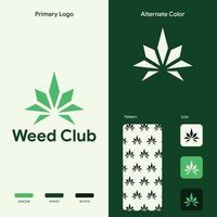 concept élégant de logo de mauvaises herbes de marijuana vecteur