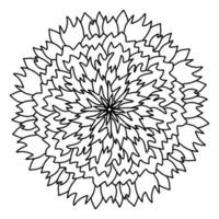 fleurs de mandala aster florales, dessinées à la main dans un style doodle isolé sur fond blanc. coloration amusante et mignonne pour le design saisonnier, le textile, la décoration de la salle de jeux pour enfants ou la carte de voeux. chrysanthème. vecteur