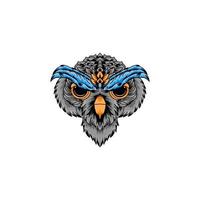 logo esport tête sauvage de hibou adapté à l'identité de la mascotte de jeu esport emblème vecteur