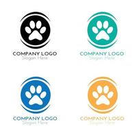 ensemble de logo d'empreinte de chien vecteur