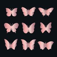 ensemble papillon rose clair métallisé vecteur