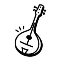 icône de doodle magnifiquement conçue de sitar vecteur