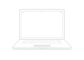 ordinateur portable ordinateur portable contour sur fond blanc. vecteur illustrateur.