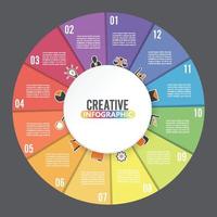 modèle d'infographie de diagramme circulaire avec 12 options pour les présentations, la publicité, les mises en page, les rapports annuels vecteur