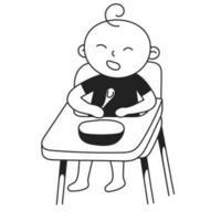 chaise haute. icône de doodle enfant et famille dessinés à la main