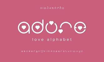 l'amour adore l'alphabet moderne. typographie pour la mode, l'avenir, le minimal, le mariage. illustration vectorielle isolée vecteur