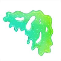 dégoulinant de boues gluantes vertes isolées. les boues sont des flux de coin de muscus. gelée colorée verte pour jouer. illustration vectorielle de dessin animé vecteur