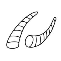médecine douce. traitement de corne de buffle indonésien. croquis de doodle illustration vectorielle dessinée à la main de cornes pour la thérapie par ventouses sur fond blanc. contour isolé. vecteur