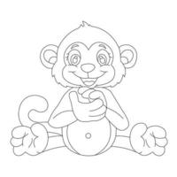 mignon petit singe aperçu coloriage pour enfants livre de coloriage animal dessin animé illustration vectorielle vecteur