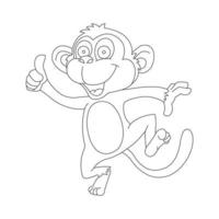 mignon petit singe aperçu coloriage pour enfants livre de coloriage animal dessin animé illustration vectorielle vecteur