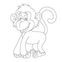 mignon petit singe aperçu coloriage pour enfants livre de coloriage animal dessin animé illustration vectorielle vecteur