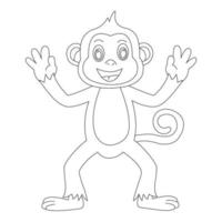 mignon petit singe aperçu coloriage pour enfants livre de coloriage animal dessin animé illustration vectorielle vecteur