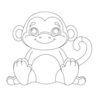 mignon petit singe aperçu coloriage pour enfants livre de coloriage animal dessin animé illustration vectorielle vecteur